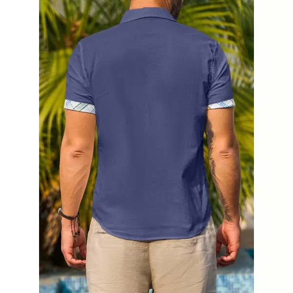 JMIERR Men's Casual Stylish Short Sleeve Button-Up Striped Dress Shirts Cotton Beach Shirt