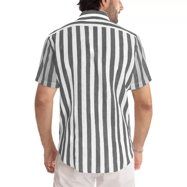JMIERR Men's Casual Stylish Short Sleeve Button-Up Striped Dress Shirts Cotton Beach Shirt