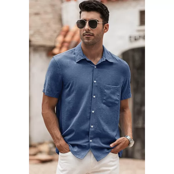 JMIERR Men's Casual Stylish Short Sleeve Button-Up Striped Dress Shirts Cotton Beach Shirt