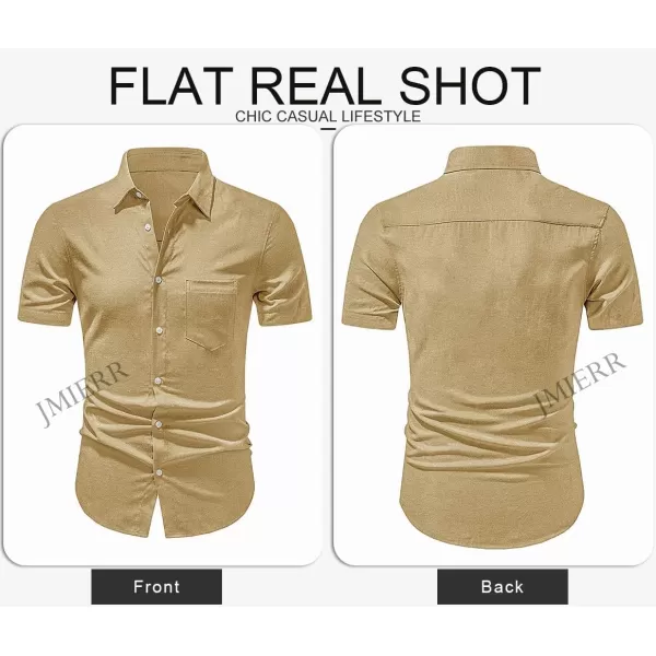 JMIERR Men's Casual Stylish Short Sleeve Button-Up Striped Dress Shirts Cotton Beach Shirt