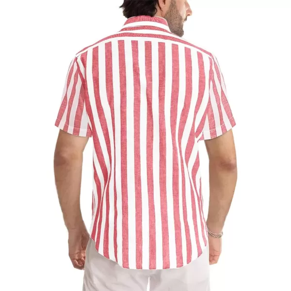 JMIERR Men's Casual Stylish Short Sleeve Button-Up Striped Dress Shirts Cotton Beach Shirt