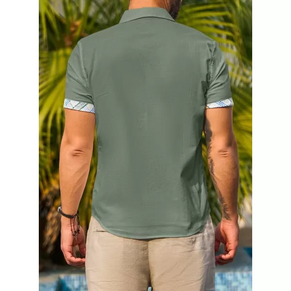 JMIERR Men's Casual Stylish Short Sleeve Button-Up Striped Dress Shirts Cotton Beach Shirt