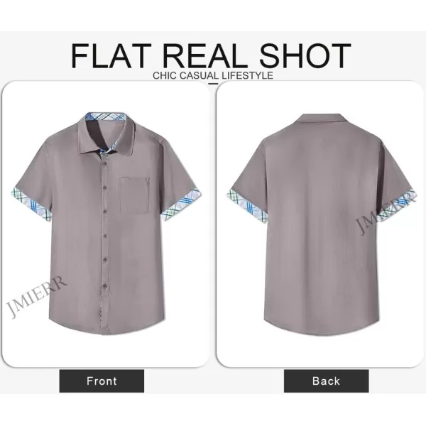 JMIERR Men's Casual Stylish Short Sleeve Button-Up Striped Dress Shirts Cotton Beach Shirt