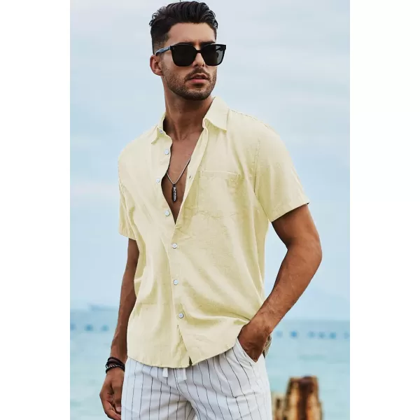 JMIERR Men's Casual Stylish Short Sleeve Button-Up Striped Dress Shirts Cotton Beach Shirt