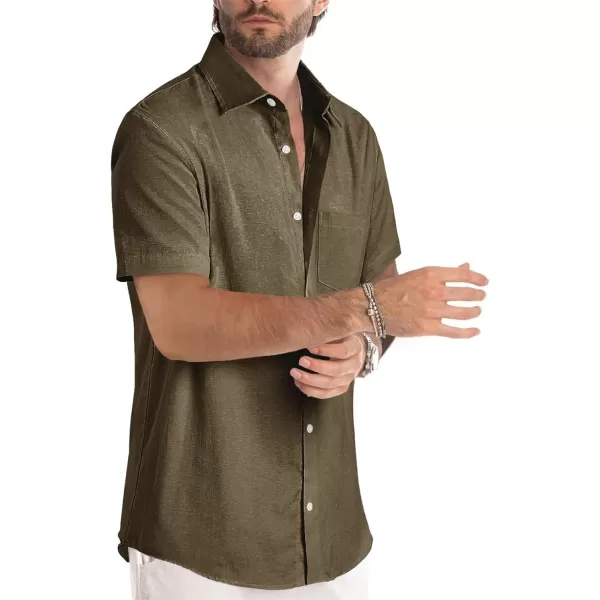 JMIERR Men's Casual Stylish Short Sleeve Button-Up Striped Dress Shirts Cotton Beach Shirt
