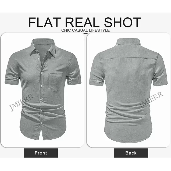 JMIERR Men's Casual Stylish Short Sleeve Button-Up Striped Dress Shirts Cotton Beach Shirt