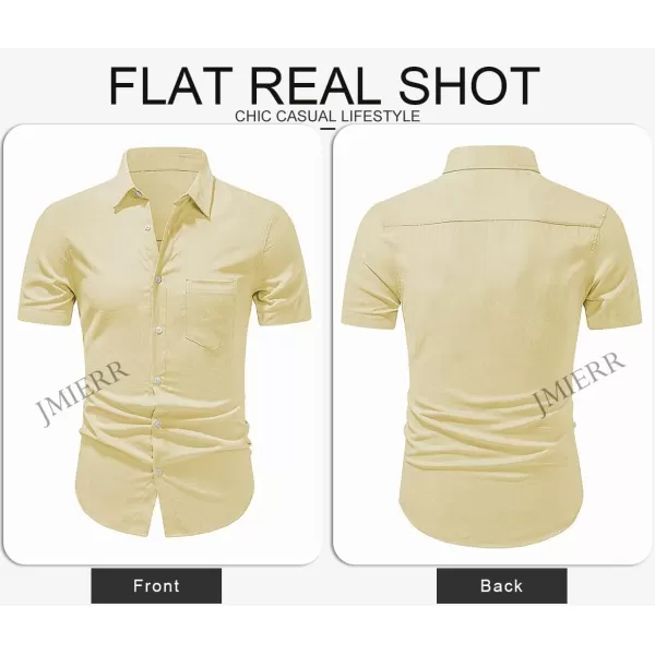JMIERR Men's Casual Stylish Short Sleeve Button-Up Striped Dress Shirts Cotton Beach Shirt