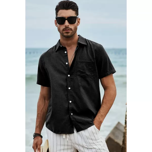 JMIERR Men's Casual Stylish Short Sleeve Button-Up Striped Dress Shirts Cotton Beach Shirt