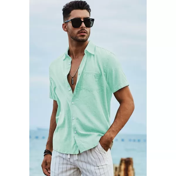 JMIERR Men's Casual Stylish Short Sleeve Button-Up Striped Dress Shirts Cotton Beach Shirt