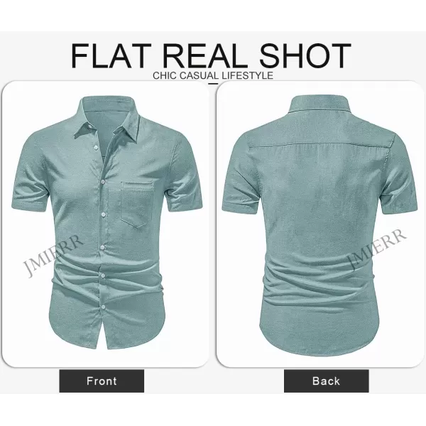 JMIERR Men's Casual Stylish Short Sleeve Button-Up Striped Dress Shirts Cotton Beach Shirt