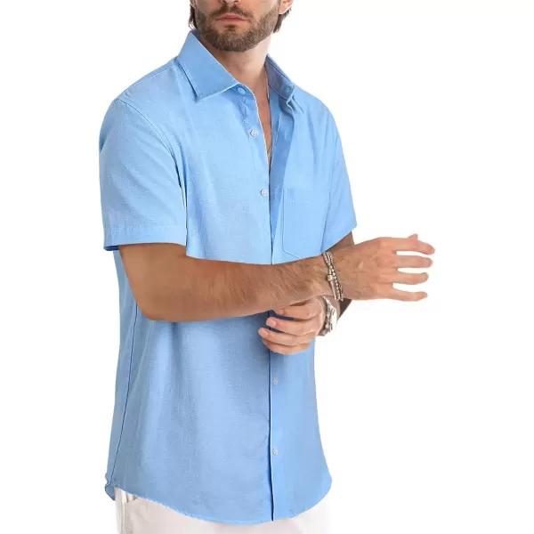 JMIERR Men's Casual Stylish Short Sleeve Button-Up Striped Dress Shirts Cotton Beach Shirt