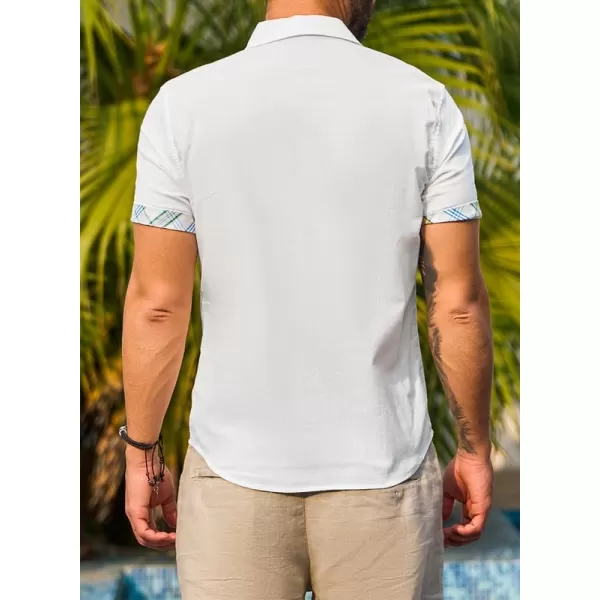 JMIERR Men's Casual Stylish Short Sleeve Button-Up Striped Dress Shirts Cotton Beach Shirt