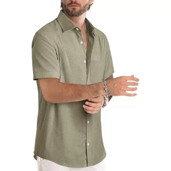 JMIERR Men's Casual Stylish Short Sleeve Button-Up Striped Dress Shirts Cotton Beach Shirt
