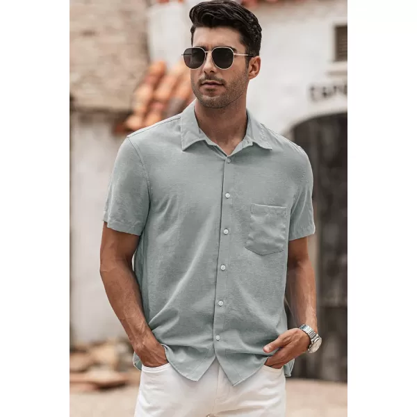 JMIERR Men's Casual Stylish Short Sleeve Button-Up Striped Dress Shirts Cotton Beach Shirt