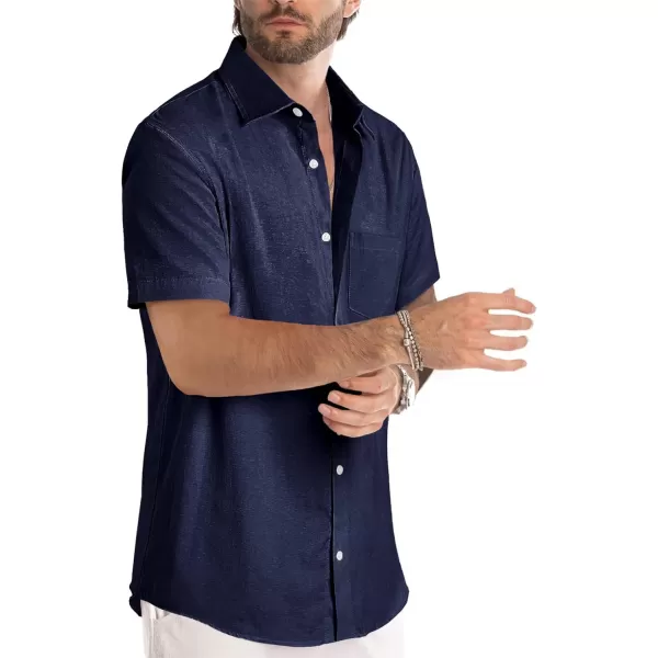 JMIERR Men's Casual Stylish Short Sleeve Button-Up Striped Dress Shirts Cotton Beach Shirt