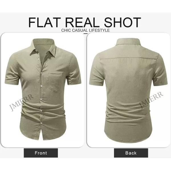 JMIERR Men's Casual Stylish Short Sleeve Button-Up Striped Dress Shirts Cotton Beach Shirt