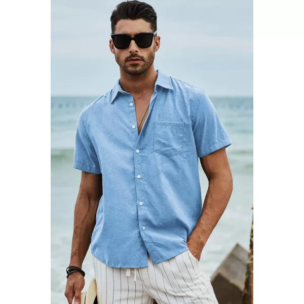 JMIERR Men's Casual Stylish Short Sleeve Button-Up Striped Dress Shirts Cotton Beach Shirt