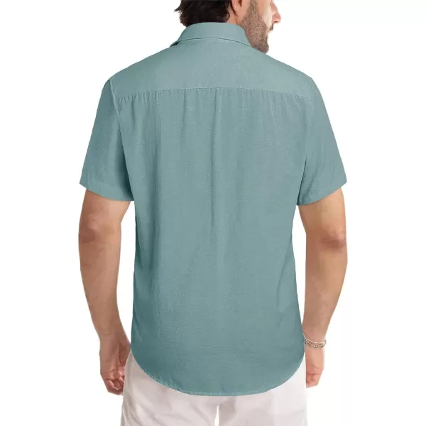 JMIERR Men's Casual Stylish Short Sleeve Button-Up Striped Dress Shirts Cotton Beach Shirt