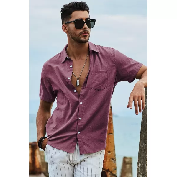 JMIERR Men's Casual Stylish Short Sleeve Button-Up Striped Dress Shirts Cotton Beach Shirt