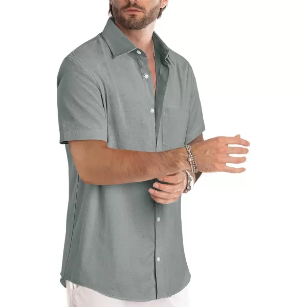 JMIERR Men's Casual Stylish Short Sleeve Button-Up Striped Dress Shirts Cotton Beach Shirt