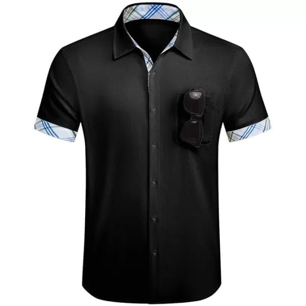 JMIERR Men's Casual Stylish Short Sleeve Button-Up Striped Dress Shirts Cotton Beach Shirt