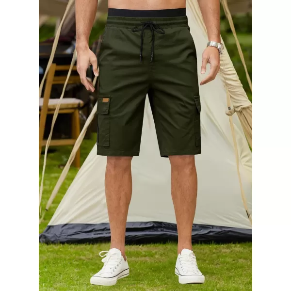 JMIERR Mens Casual Twill Cargo Shorts Cotton Drawstring Classic Cargo Stretch Short with 6 Pockets