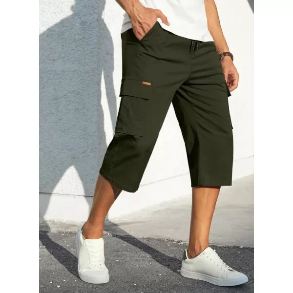 JMIERR Mens Casual Twill Cargo Shorts Cotton Drawstring Classic Cargo Stretch Short with 6 Pockets
