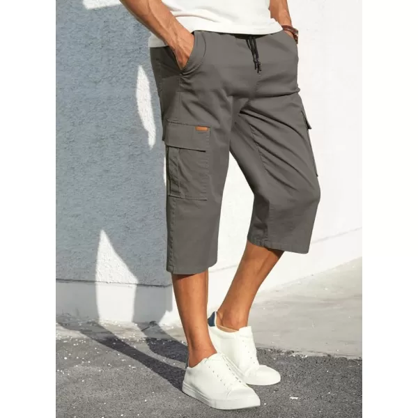 JMIERR Mens Casual Twill Cargo Shorts Cotton Drawstring Classic Cargo Stretch Short with 6 Pockets