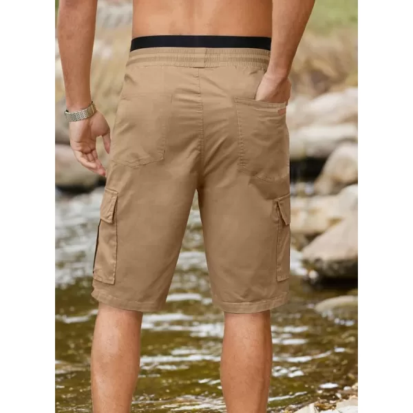JMIERR Mens Casual Twill Cargo Shorts Cotton Drawstring Classic Cargo Stretch Short with 6 Pockets