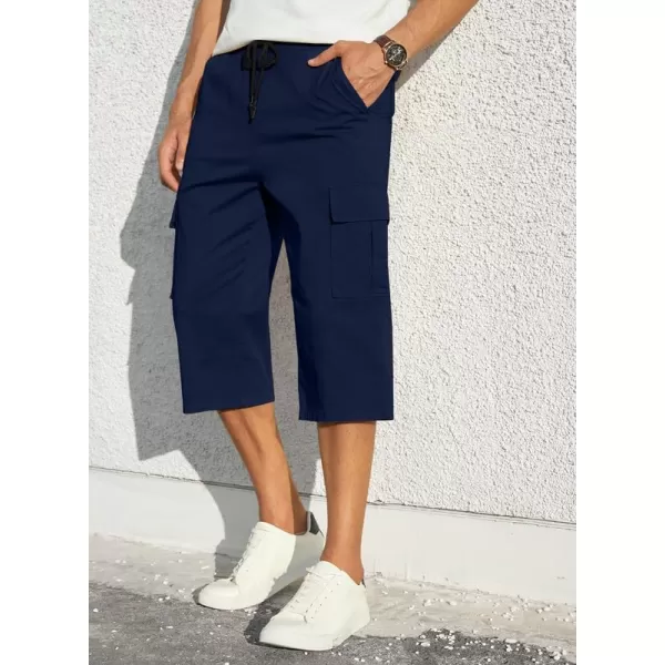 JMIERR Mens Casual Twill Cargo Shorts Cotton Drawstring Classic Cargo Stretch Short with 6 Pockets