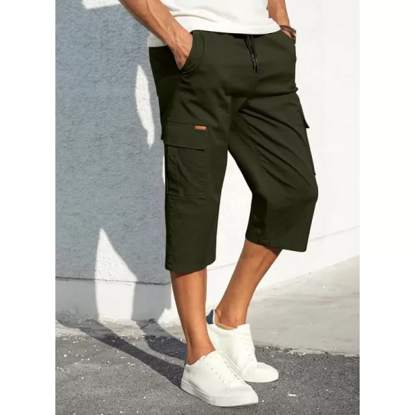 JMIERR Mens Casual Twill Cargo Shorts Cotton Drawstring Classic Cargo Stretch Short with 6 Pockets