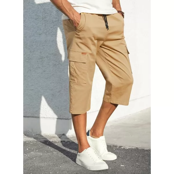 JMIERR Mens Casual Twill Cargo Shorts Cotton Drawstring Classic Cargo Stretch Short with 6 Pockets