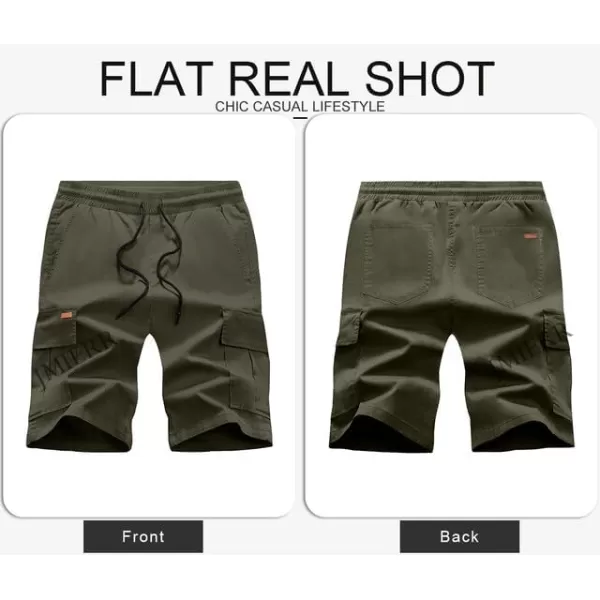 JMIERR Mens Casual Twill Cargo Shorts Cotton Drawstring Classic Cargo Stretch Short with 6 Pockets