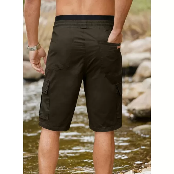 JMIERR Mens Casual Twill Cargo Shorts Cotton Drawstring Classic Cargo Stretch Short with 6 Pockets