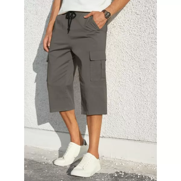 JMIERR Mens Casual Twill Cargo Shorts Cotton Drawstring Classic Cargo Stretch Short with 6 Pockets
