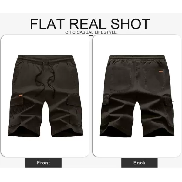JMIERR Mens Casual Twill Cargo Shorts Cotton Drawstring Classic Cargo Stretch Short with 6 Pockets