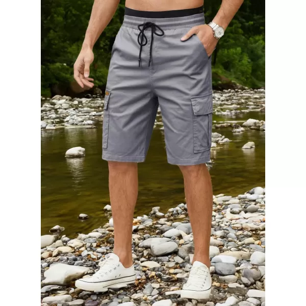 JMIERR Mens Casual Twill Cargo Shorts Cotton Drawstring Classic Cargo Stretch Short with 6 Pockets