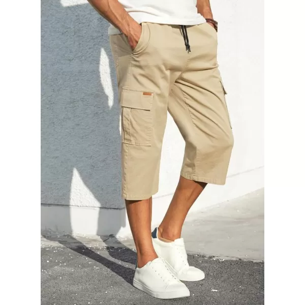 JMIERR Mens Casual Twill Cargo Shorts Cotton Drawstring Classic Cargo Stretch Short with 6 Pockets
