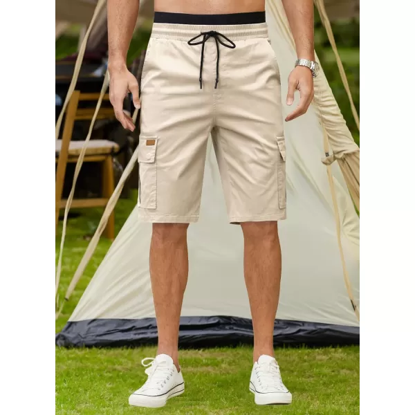 JMIERR Mens Casual Twill Cargo Shorts Cotton Drawstring Classic Cargo Stretch Short with 6 Pockets