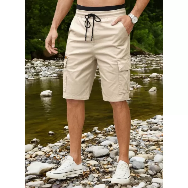 JMIERR Mens Casual Twill Cargo Shorts Cotton Drawstring Classic Cargo Stretch Short with 6 Pockets