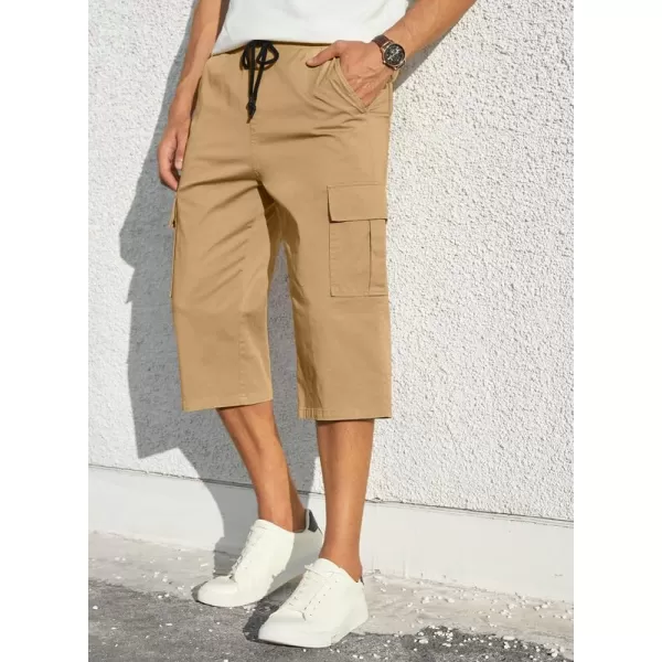 JMIERR Mens Casual Twill Cargo Shorts Cotton Drawstring Classic Cargo Stretch Short with 6 Pockets