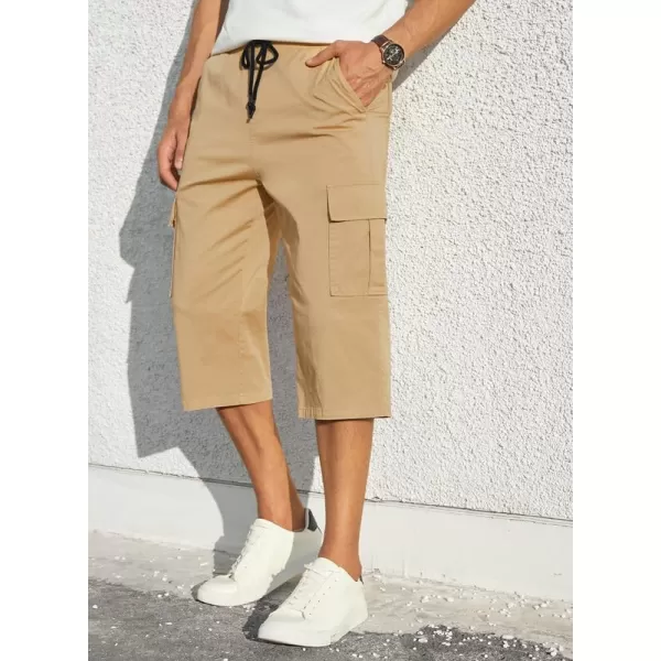 JMIERR Mens Casual Twill Cargo Shorts Cotton Drawstring Classic Cargo Stretch Short with 6 Pockets