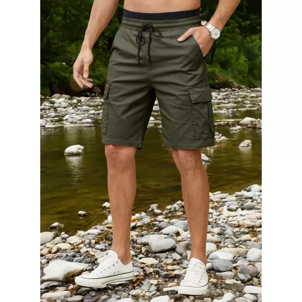 JMIERR Mens Casual Twill Cargo Shorts Cotton Drawstring Classic Cargo Stretch Short with 6 Pockets