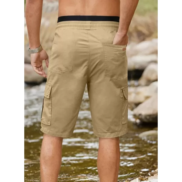 JMIERR Mens Casual Twill Cargo Shorts Cotton Drawstring Classic Cargo Stretch Short with 6 Pockets