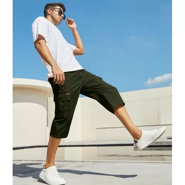 JMIERR Mens Casual Twill Cargo Shorts Cotton Drawstring Classic Cargo Stretch Short with 6 Pockets