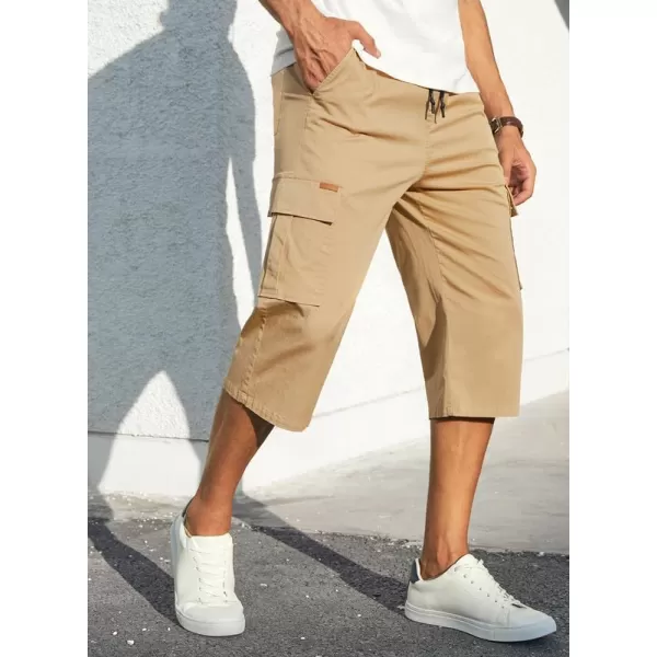 JMIERR Mens Casual Twill Cargo Shorts Cotton Drawstring Classic Cargo Stretch Short with 6 Pockets