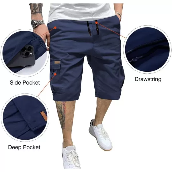 JMIERR Mens Casual Twill Cargo Shorts Cotton Drawstring Classic Cargo Stretch Short with 6 Pockets