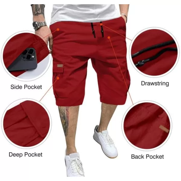 JMIERR Mens Casual Twill Cargo Shorts Cotton Drawstring Classic Cargo Stretch Short with 6 Pockets