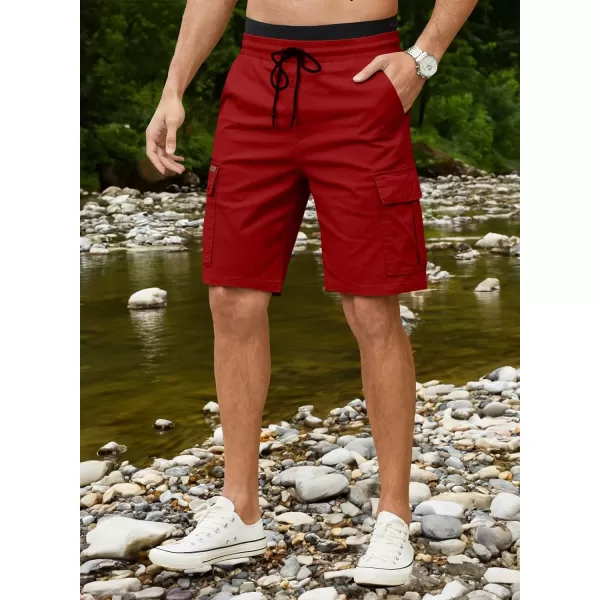 JMIERR Mens Casual Twill Cargo Shorts Cotton Drawstring Classic Cargo Stretch Short with 6 Pockets