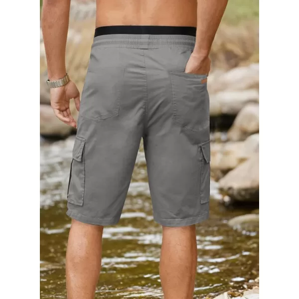 JMIERR Mens Casual Twill Cargo Shorts Cotton Drawstring Classic Cargo Stretch Short with 6 Pockets